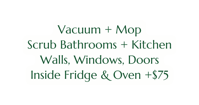 Vacuum Mop Scrub Bathrooms Kitchen Walls Windows Doors Inside Fridge Oven 75